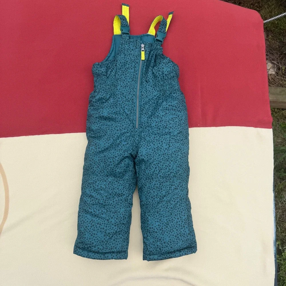 Carters Kids Teal Leopard Print Insulated Snow‎ Bib Overalls Blue 4T C220FS48-LW